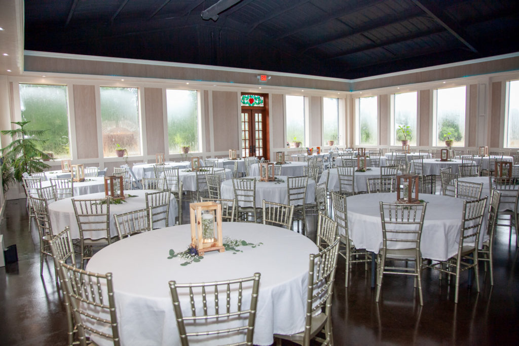 Indoor wedding reception at Avalon Hall